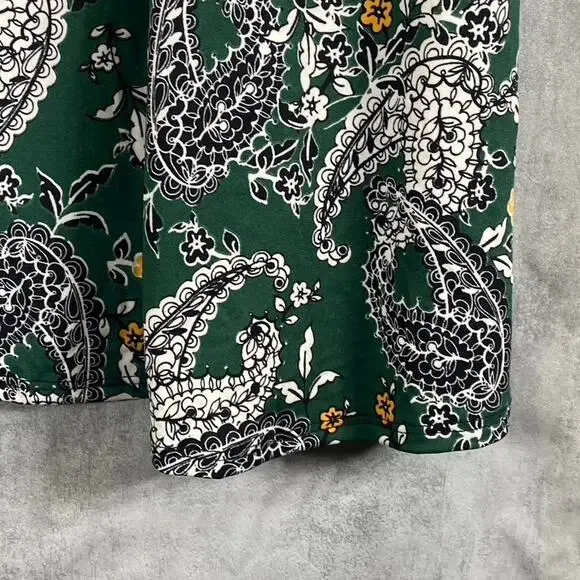 24SEVEN Comfort Apparel Women's Green Paisley-Print Scoop-Neck Long-Sleeve Dress - Picture 8 of 12